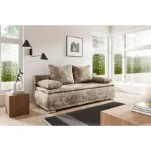 werk2 Schlafsofa Biggi komfortabel & elegant, Schlaffunktion, Bettkasten, Breite 206 cm, inkl. losen Kissen, Bouclé APHRODITE, Beige-Braun beige|braun