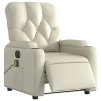 vidaXL Massagesessel Elektrisch Kunstleder 142 x 75 x 100 cm Creme mit Fernbedienung