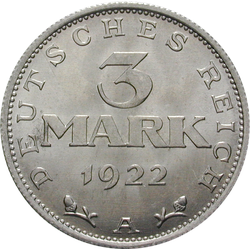 Weimarer Republik 3 Mark 1922