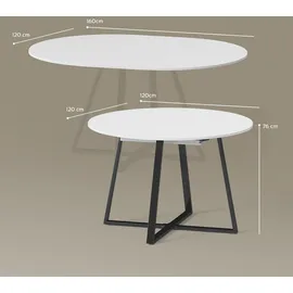 livinity® Firenze Ø 120 cm Weiß/Schwarz