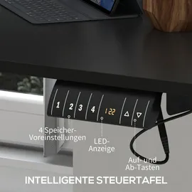 Vinsetto Schreibtisch 140 x 70 cm mit 4 Memory-Voreinstellungen Schwarz