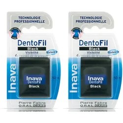 Inava® DentoFil Schwarz – Gewachste Zahnseide mit Chlorhexidin