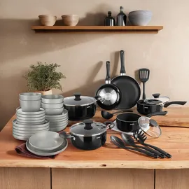 Tectake Topf-Set 39-tlg. Geschirrset aus Steingut