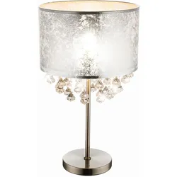 Tisch Leuchte Steh Lampe Stoff Blattsilber Stand Strahler Kristalle im Set inkl. LED Leuchtmittel