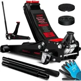 Masko MASKO® Wagenheber hydraulisch Flache Hubhöhe 2x Gummiauflage KFZ Rangierwagenheber hydraulischer 360° Rollen, Heber Unterstellbock