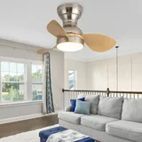 YFHKWJ 56cm Deckenventilator Mit Licht Und Fernbedienung Leise DC Deckenventilator Schlafzimmer LED Modern Reversibel Deckenventilatoren Mit Beleuchtung Kinder 6 Geschwindigkeiten Dimmbar-F