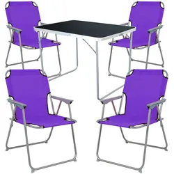 5-tlg Camping Set Gartenmöbel Campingtisch + 4 Campingstuhl Klappstuhl