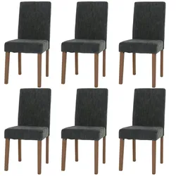 CHEFGASTRO 6er-Set Esszimmerstuhl klassisch und zeitlos HxBxT 90x42x50cm Sitzhöhe 47cm Stoff/Textil Chenille Holz naturfarbene Beine Dunkelgrau