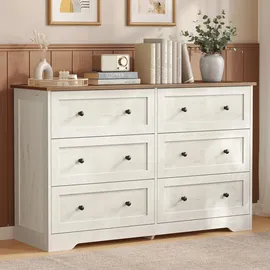 VASAGLE Kommode mit 6 Schubladen 120 x 78 x 40 cm Weiß
