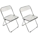 JEOBEST Klappstuhl Bürostuhl Gästestuhl zum Klappen, Acryl Transparent Stuhl, (2er-Set), Stahlrahmen mit Chrom-Finish, bis 120 kg belastbar weiß