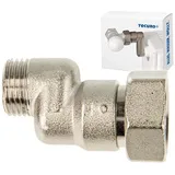tecuro S-Anschluss Heizkörper 10 mm Höhenausgleich mit Eurokonus DN 15 AG x DN 20 Überwurfmutter Messing vernickelt