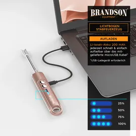 Brandson 3x Feuerzeug elektrisch, Lichtbogen Stabfeuerzeug USB aufladbar, Kerzenanzünder für Küche, Kerzen, Gasherde, Grill, Kamin
