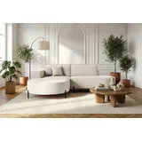 WFL GROUP Ecksofa Hana Loft 3-Sitzer Ecke Links Cordstoff Chenille, Creme 241/80/168 cm