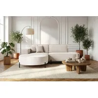 WFL GROUP Ecksofa Hana Loft 3-Sitzer Ecke Links Cordstoff Chenille, Creme 241/80/168 cm