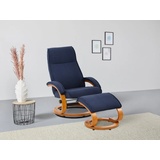 Home Affaire Relaxsessel »Paris, TV-Sessel mit Hocker und manueller Liegefunktion«, (Set, 2 St., bestehend aus Sessel und Hocker), Set (Sessel und Hocker), Dreh- und Kippfunktion blau