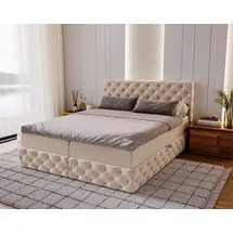 kaiser möbel Chesterfield-Kontinentalbett Luxury Stoff Royal Velvet Dunkelbeige 120x200 cm - Beige