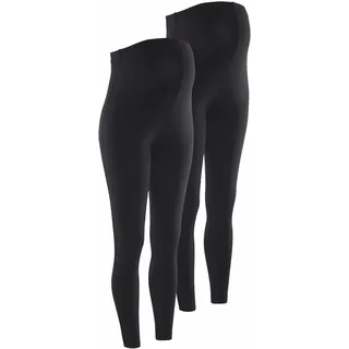 Umstandshose NEUN MONATE "2 Stück Umstands-Hosen für Schwangerschaft und Stillzeit", Damen, Gr. 36/38, N-Gr, schwarz, Jersey, Obermaterial: 95% Baumwolle, 5% Elasthan, unifarben, Basic, figurbetont 7/8-Länge, Hosen, 2er Pack Leggings für Schwangerschaft & Stillzeit