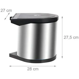 Relaxdays Einbaumülleimer 8 l Schwarz/Silber