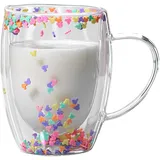Doppelwandige Kaffeegläser, Klar Doppelwandige Gläser Latte Macchiato Gläser Mit Henkels Doppelwandige Glasbecher Tasse Mit Trockenen Blumen Doppelglas Kaffeegläser Blumentasse