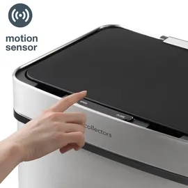 Les Collectors Sensormülleimer Gebürsteter Edelstahl N°1012, Fassungsvermögen 69L, 3 Fächer (47+11+11L), Automatische obere Öffnung, Infrarot-Erkennungssystem, Leise Schließung, Design