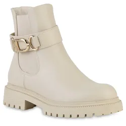 Damen Biker Boots in Beige