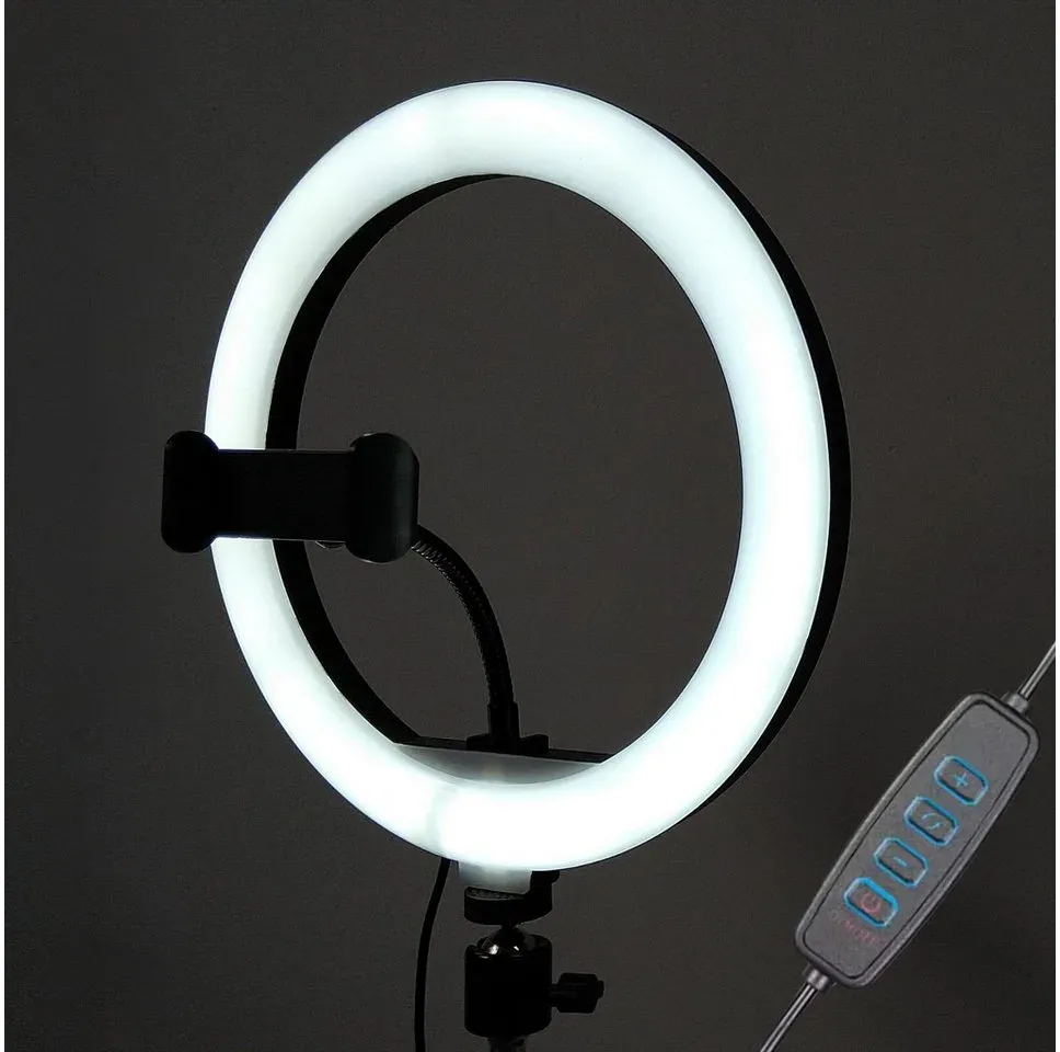 TronicXL Ringlicht Großes Ringlight 10 Zoll ohne Stativ Handy Licht Beauty Lampe Foto, mit Kugelkopf für Smartphones iPhones Videos Streaming Schminken schwarz