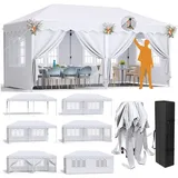 TLGREEN Faltpavillon Pavillon 3x6 mit 6 Seitenteilen, mit 6 Seitenteilen, (für Strand/Festival/Camping/Markt), Höhenverstellbar Faltpavillon Wasserdicht, Stabil Winterfest