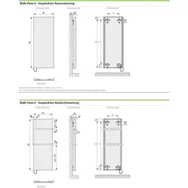 Kermi Badheizkörper Pateo-E 1525 x 600 mm 540 W weiß Mittelventil
