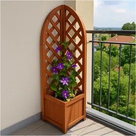 Hti-Living Heidi 1 x Pflanzkübel mit Rankgitter 1 x 1 x 1 cm Braun