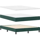 vidaXL LED Boxspringbett mit Matratze Dunkelgrün 140 x 190 cm Samt