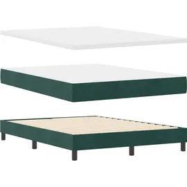 vidaXL LED Boxspringbett mit Matratze Dunkelgrün 140 x 190 cm Samt