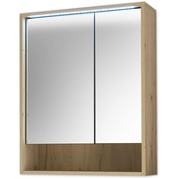 Stella Trading Spiegelschrank Eiche Artisan - Badezimmerspiegel Schrank mit viel Stauraum - 60 x 75 x 20 cm