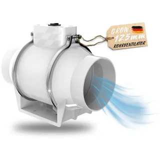 TronicXL Turboventilator Rohrventilator 125mm Lüfter leise für Growbox Grow Zelt Schrank Rohrlüfter