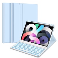 Fintie Tastatur Hülle für iPad Air 5 2022 / iPad Air 4 Hülle mit Tastatur 2020 - Magnetisch Abnehmbarer Keyboard mit DIY Hintergrundbeleuchtung, Deutsches QWERTZ Layout, Himmelblau
