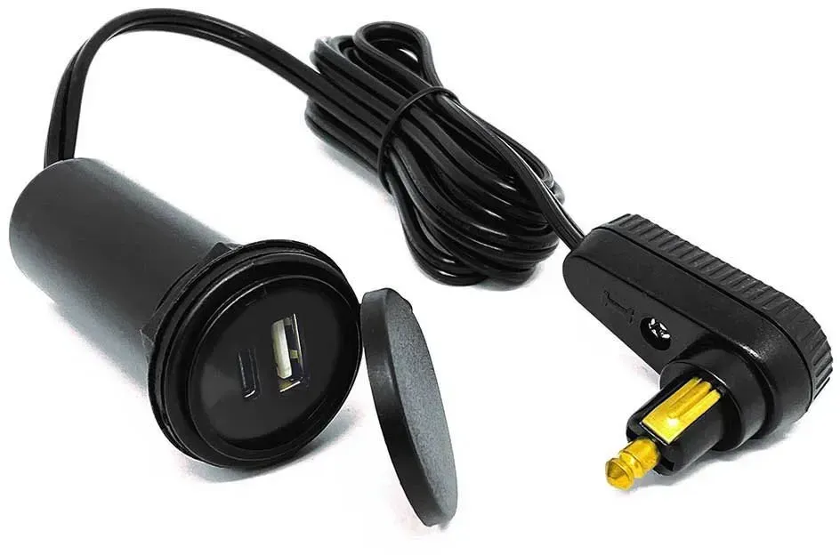 Touratech Dual Type-a And Type C With Right Angle Usb-steckdose - Black - One Size