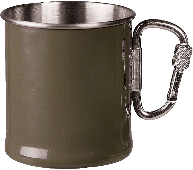 Mil-Tec Carabiner, tasse - Olive - 250 ml