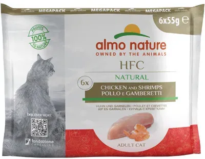 Almo Nature HFC Natural Huhn & Garnelen 6 x 55g Multipack Katzennassfutter