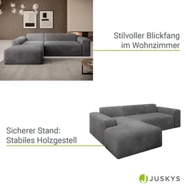 Juskys Sofa in L-Form Vals links Dunkelgrau