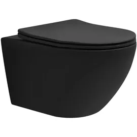 ECD Germany LuxeBath Hänge-WC mit WC-Sitz Schwarz matt