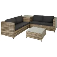 tectake Loungeset Rattan Lounge, (Set, 5-tlg), für 4 Personen beige|grau 215,00 cm x 215,00 x 65,50 cm x 215,00 cm