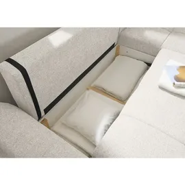 ed exciting design BERN Ecksofa mit Schlaffunktion in Ivory - Moderne Eckcouch in L-Form frei im Raum stellbar, Bettkasten mit - 281 x 189 cm (B/H/T)