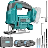 Akku Stichsäge Kompatibel Mit Maa-Kita 18V Batterie Mit 2×2.0Ah Akkus, Elektro S