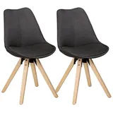 KADIMA DESIGN Esszimmerstuhl 2er Set Retro Esszimmerstuhl LIMA Anthrazit Polsterstuhl Stoff-Bezug (Rückenlehne Design Küchen-Stuhl gepolstert) grau