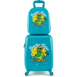 DREAMADE 2 TLG. Kinderkoffer & Rucksack, Kinderkofferset, Kindertrolley Kindergepäck, Handgepäck Reisegepäck Hartschalenkoffer für Kinder (17 Zoll + 13 Zoll,Blau)