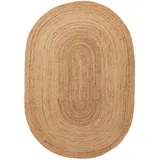 Gifiie Jute Teppich Oval, Teppich Handgewebt 100% Naturfaser de Jute, Farbe Natur, Naturjute großer ökologischer und reversibler Teppich für Wohnkultur (Oval - 90x150cm, Natur)