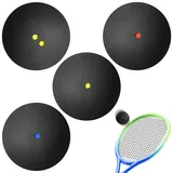 WIYETY 4 Stück Squash Bälle: High Bounce Squash Ball, Offizielle Wettkampf, Professioneller Squashball für Anfänger, Wettbewerb und Training(Doppelgelb Punkte, einzelne Gelbe Punkte, einzelne Rote Pun