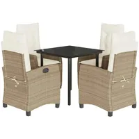 VidaXL 5-tlg. Garten-Essgruppe mit Kissen Beige Poly Rattan