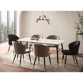 Wohnling Esszimmertisch Marmor-Optik WL6.959 weiß