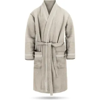 Normani Herren Morgenmantel mit Waffel-Piqué Bali in Beige | Gr.: M