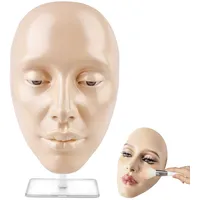 TOATELU Silikon Make-up-Übungsgesicht: Wiederverwendbare Übungskopf mit Ständer, Wimpernverlängerung, Mannequin Kopf Praxis, für Gesamten Gesichts von Gesichtsmalerei Natur